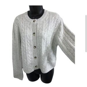 Jessica‎ Simpson gray cable knit classic cardigan sweater size XL new